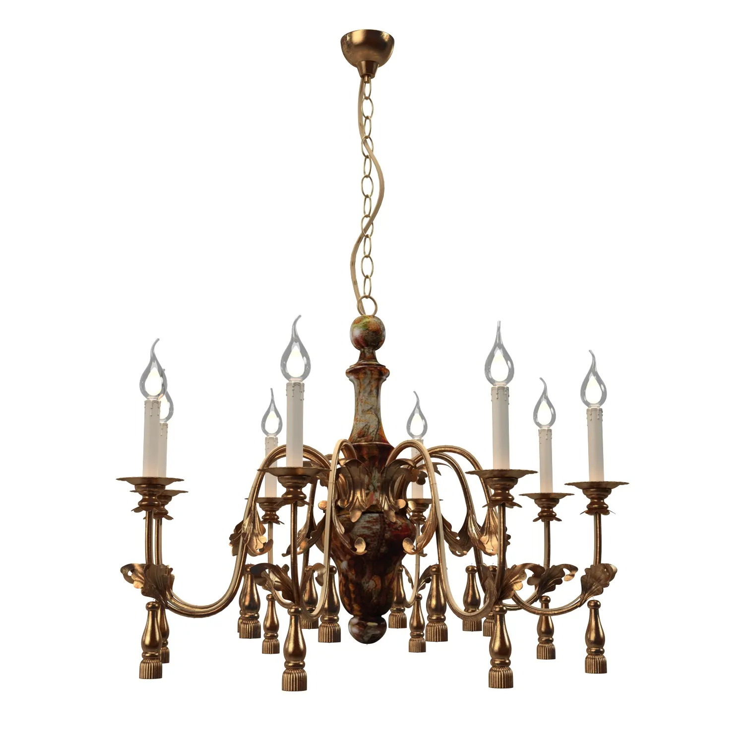 Italian 8 Light Painted Column Chandelier 3D Model_04